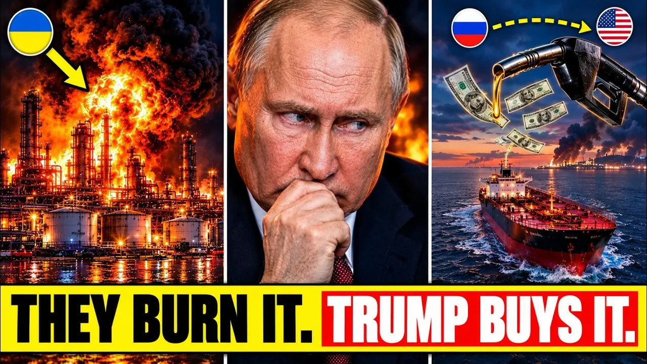 Thumbnail of our video: Ukraine burned Russia's refineries, now Trump is buying their diesel.